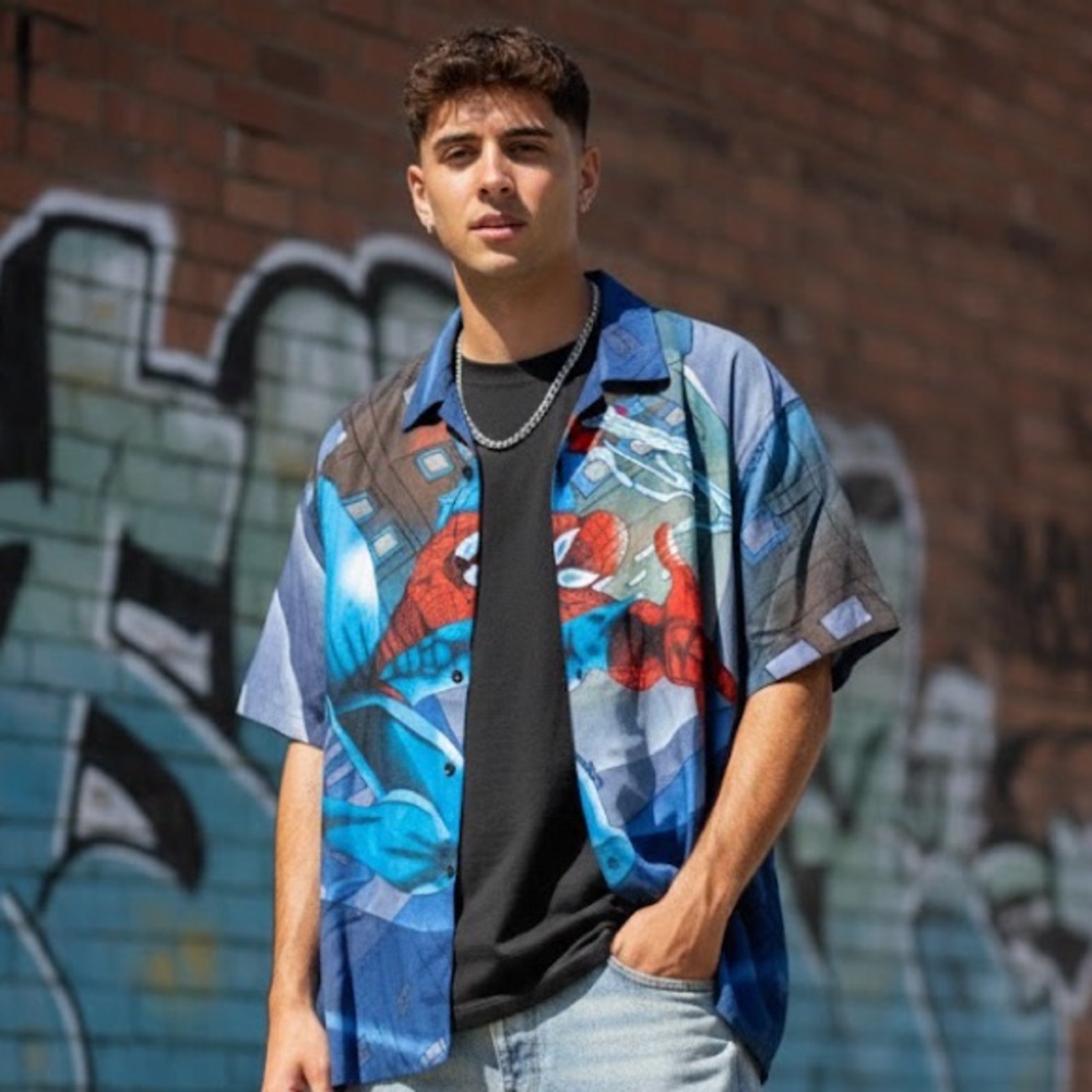 Blue Graphic Short Sleeve Shirt